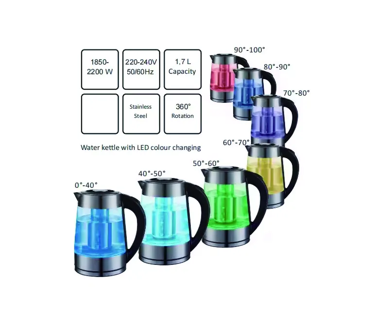 colorful led light retro hotel electric kettle