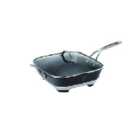 12" Square Non Stick Sizzle And Pour Electric Skillet With Glass Lid