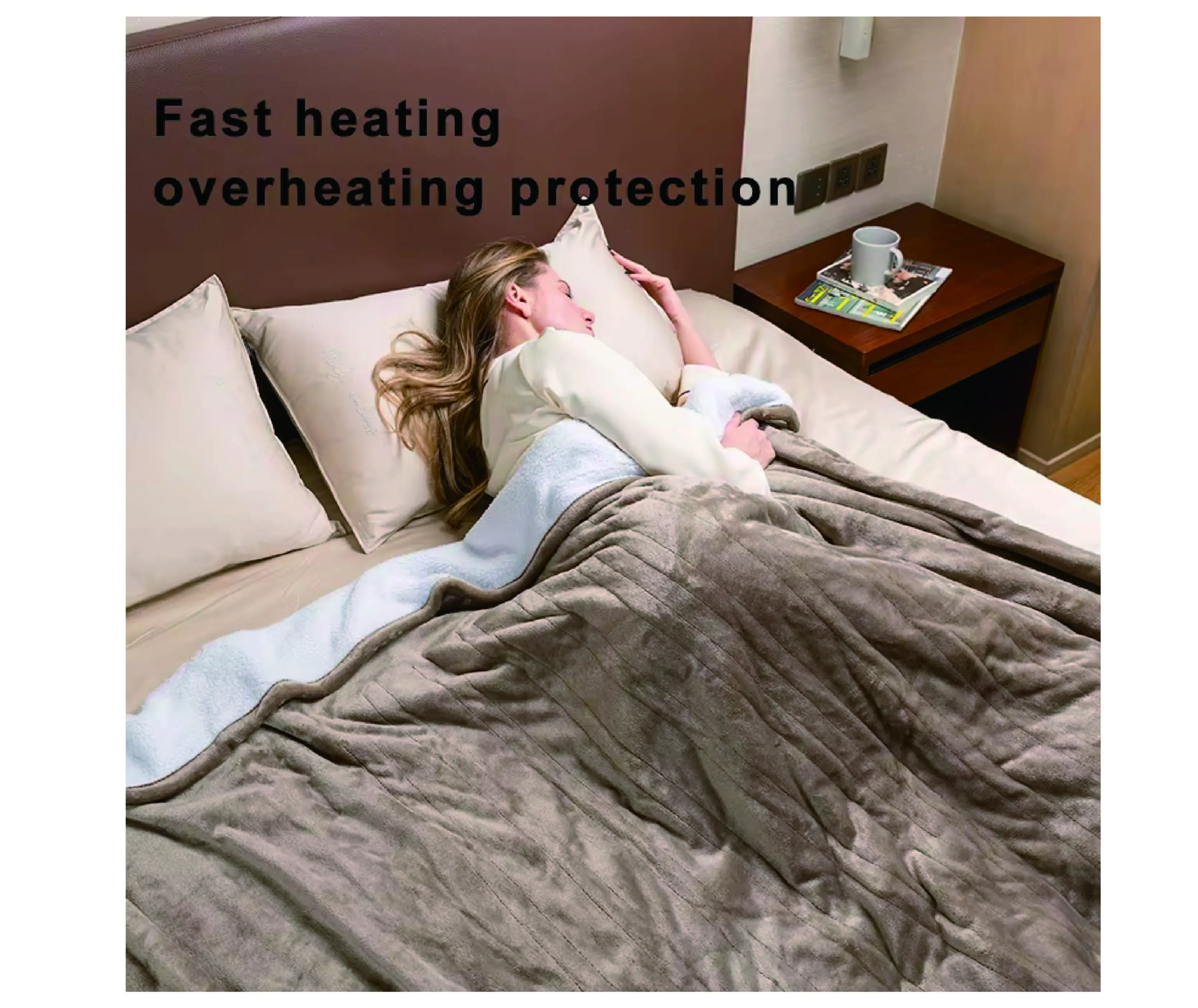 Throw Blanket Flannel Soft Fleece Electric Blanket Warming 10 Heat Controller