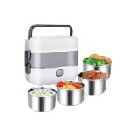 Portable Self Cooking Electric Lunch Box, Mini Rice Cooker, 2 Layers 4 Stainless Steel Steamer Food Insulation Lunch Box for Home Office Dormitory Travel Outdoor Kitchen Cook Raw Food